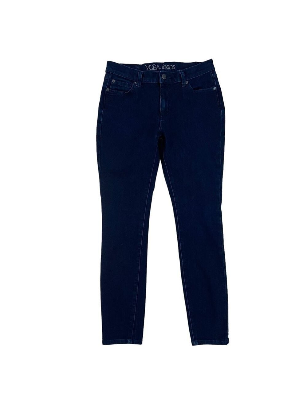 Yoga jeans high rise waist skinny blue stretchy soft recycled material denim 27